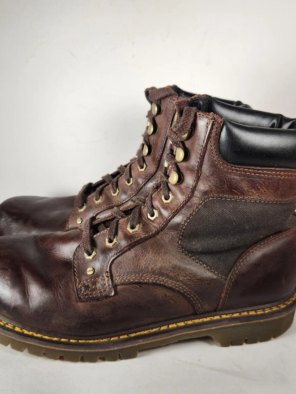 DOC MARTENS Men’s Joel 8 Eye Motorcycle Boot Size 11 Brown Leather Biker Shoe